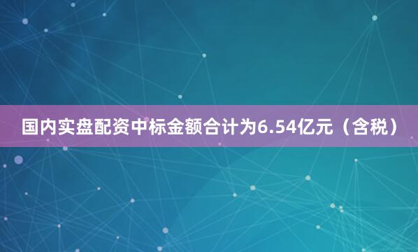 国内实盘配资中标金额合计为6.54亿元（含税）